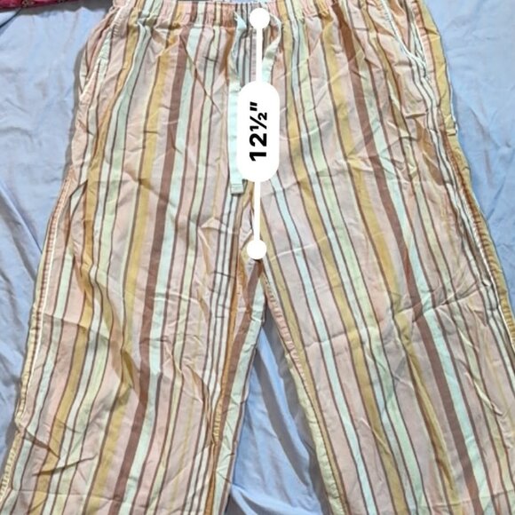 THREE Pairs of Pajama Pants (1 Pink print Capri, 2 Striped print wide leg) S/M - Picture 13 of 16